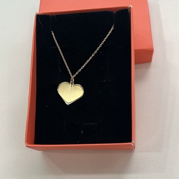 Brand New 14K Gold Plated Sterling Silver Heart Necklace Engraved Monogram "A" - Picture 8 of 16
